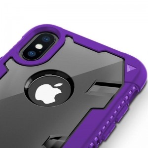 Zizo Proton Case - Pancerne etui iPhone X ze szkłem 9H na ekran (Purple/Trans Clear)-458821