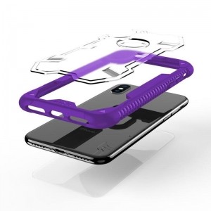 Zizo Proton Case - Pancerne etui iPhone X ze szkłem 9H na ekran (Purple/Trans Clear)-458822