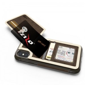 Zizo Nebula Wallet Case - Skórzane etui iPhone X z kieszeniami na karty   saszetka na zamek   szkło 9H na ekran (Dark Brown/Brown)-458987