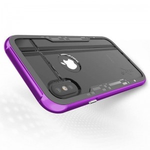 Zizo Shock Case - Pancerne etui iPhone Xs / X z hartowanym szkłem na ekran (Purple/Gray)-575413