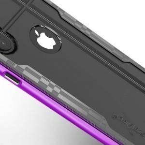 Zizo Shock Case - Pancerne etui iPhone Xs / X z hartowanym szkłem na ekran (Purple/Gray)-575414