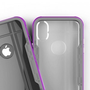Zizo Shock Case - Pancerne etui iPhone Xs / X z hartowanym szkłem na ekran (Purple/Gray)-575415