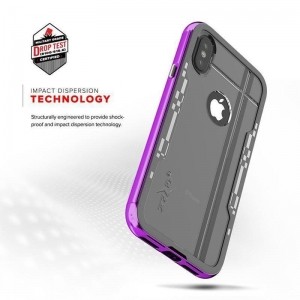 Zizo Shock Case - Pancerne etui iPhone Xs / X z hartowanym szkłem na ekran (Purple/Gray)-575416