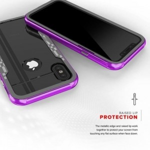 Zizo Shock Case - Pancerne etui iPhone Xs / X z hartowanym szkłem na ekran (Purple/Gray)-575417