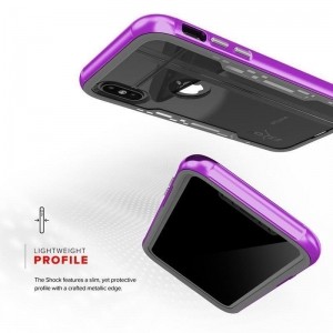Zizo Shock Case - Pancerne etui iPhone Xs / X z hartowanym szkłem na ekran (Purple/Gray)-575418
