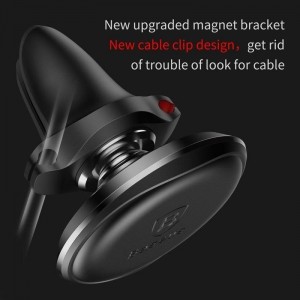 Baseus Magnetic Air Vent - Magnetyczny uchwyt samochodowy na kratkę wentylacyjną z klipsem na 2 kable (czarny)-587490