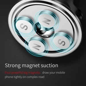 Baseus Magnetic Air Vent - Magnetyczny uchwyt samochodowy na kratkę wentylacyjną z klipsem na 2 kable (srebrny/czarny)-587526