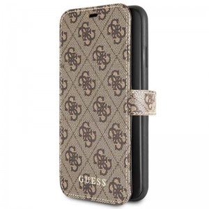 Guess Booktype 4G Charms Collection - Etui iPhone 11 Pro Max z kieszeniami na karty (brązowy)-654598