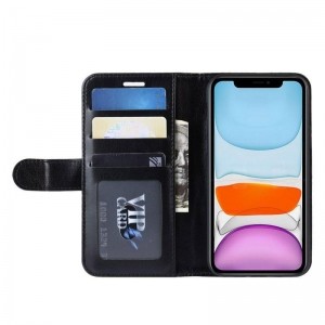 Crong Booklet Wallet - Etui iPhone 11 Pro Max z kieszeniami   funkcja podstawki (czarny)-763914