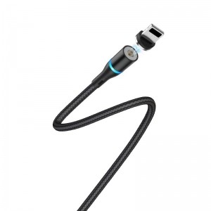 Borofone - kabel ładowania USB-A do Lightning z końcówką magnetyczną i podświetleniem, czarny-890962