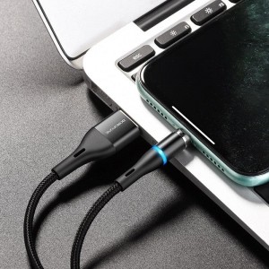 Borofone - kabel ładowania USB-A do Lightning z końcówką magnetyczną i podświetleniem, czarny-890963
