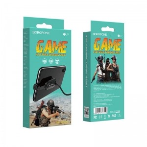 Borofone - kabel gamingowy USB-A do Lightning z ergonomicznym uchwytem do telefonu, czarny-891014