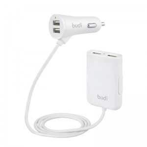 Budi - Ładowarka samochodowa 4x USB 41W z rozdzielaczem na kablu 1,8m-892640